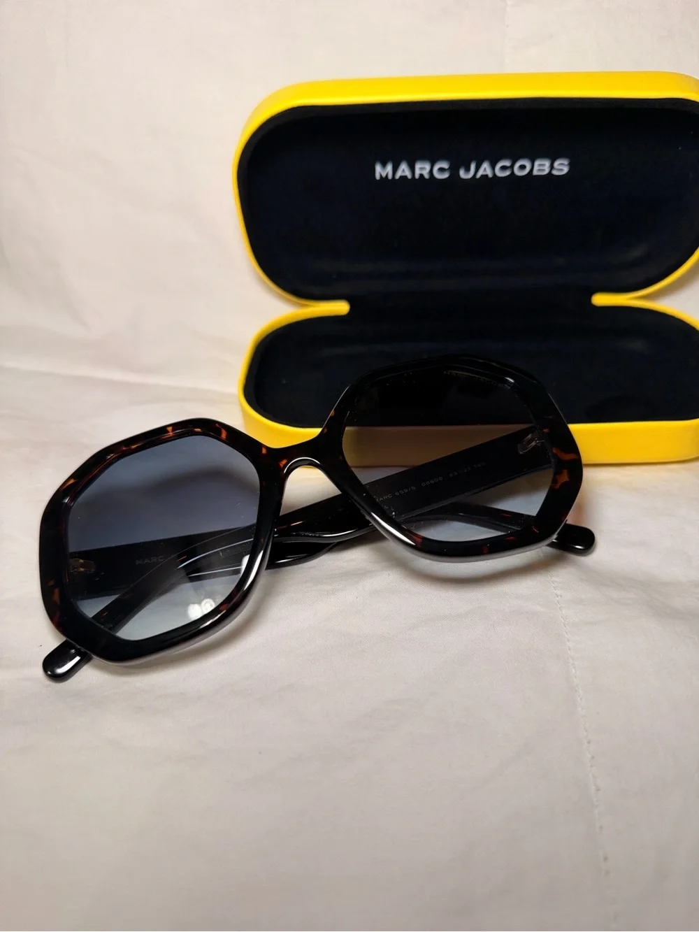 Marc Jacobs Tortoiseshell Octagon Sunglasses with Blue Gradient Lenses